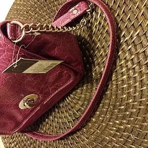 Pink Croco "Wallet on a String"